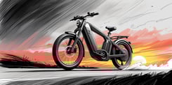 I need you to create a header image for me from my website the name X needs to be have something to do with the futuristic E bike riding off into the sunset