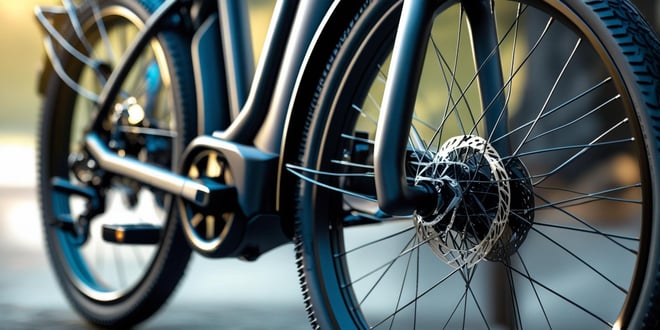 Up close image of the wheels on an E bike (2)